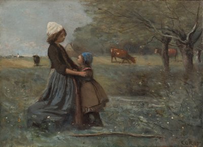 De to søstre på engen af Jean Baptiste Camille Corot